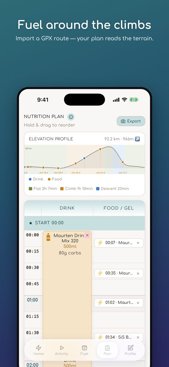 CarbPlanner screenshot